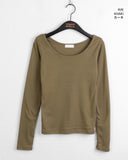 Aldi Basic Plain Deep U Neck Inner Long Sleeve T-shirt