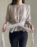Viola Strap Satin Wrap Blouse