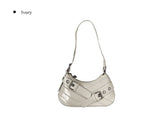 Hermi Buckle Leather Eyelet Daily Shoulder Bag
