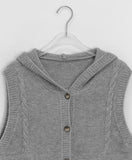 Egelli Cable Button Hood Knit Vest