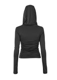 Hooded High Neck Long Sleeve