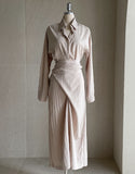 Rislow Collar Shirt Wrap Dress