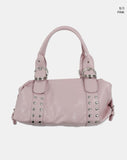 Clun Stud Eyelet Buckle Leather Shoulder Bag