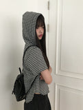 Ajin Check Summer Hood String Shirt