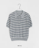 Totree Summer Stripe Collar Short-Sleeved Knit