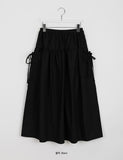 Fruity ribbon banding cargo flare long skirt