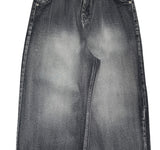 Bent Black Denim Pintuck Wide Pants