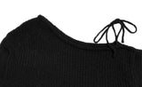 D’lzu One Shoulder Off Ribbon Boucle Knit