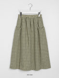Gentew seersucker check pocket banding long skirt
