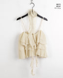 Allu Scarf Set Chiffon Can Can Frill Sleeveless Blouse