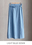Inkaru denim collar shirt belt H-line skirt set