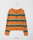 Enmode color stripe round cardigan