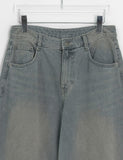 Trad Curved Washed Denim Balloon Wide Pants