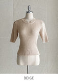 Alia Shirring Rib Short Sleeve Knitwear