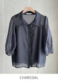 Charlotte See-Through Collar Three Quarter Blouse