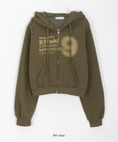 Akira brushed printed crop hood zip-up