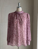 Ser Leopard Chiffon Shirring Blouse