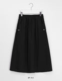 Zumi Snap Button Banding Long Skirt