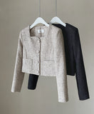 Coner Square Neck Tweed Jacket