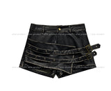 Alden double-belted leather shorts