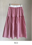 Dite Check Color Matching Banding Flare Skirt