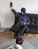 (Brushed) LAYERED CHECK UNBALANCE SKIRT
