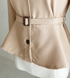 Deca Peplum Trench Jacket Blouse (Belt Set)