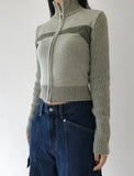 2WAY BLOCK KNIT ZIP-UP