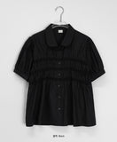 Yante Shirring Lace Short Sleeve Shirt