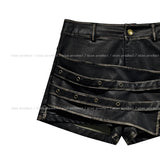 Alden double-belted leather shorts