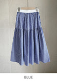 Dite Check Color Matching Banding Flare Skirt