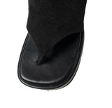 Koma suede leg warmer flip flops sandals