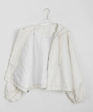 Hoiki String Cropped Leather Hood Zip-Up