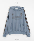 Yunaki Track Color Matching Raglan Lettering Hoodie