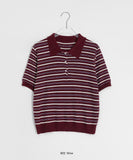 Totree Summer Stripe Collar Short-Sleeved Knit