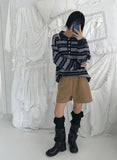 STRIPE COLLAR OVER KNIT