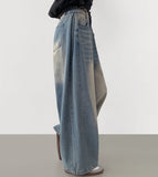 4 Seasons Washing Hem Snap Wide Balloon Denim Pants