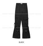 Akan eyelet strap semi-bootcut pants