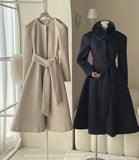 Abode No Collar Puff Flare Long Coat