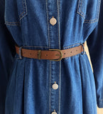 Happiness Denim Shirt Long One Piece (Belt Set)