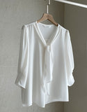 Carriet Chiffon Tie Three Quarter Blouse