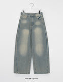 Tume Washing Cut Denim Wide Pants