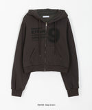 Akira brushed printed crop hood zip-up