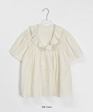 Hoden Collar Frill Short Sleeve Blouse