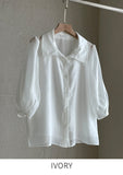 Charlotte See-Through Collar Three Quarter Blouse