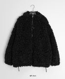 Yuyuri Fluffy Fur High Neck Over Zip-up Jumper