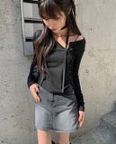 Dinto Muffler Unbalance Cardigan Set