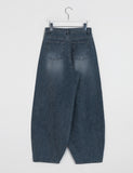 Elleud Cat Washing Wide Balloon Denim Pants