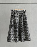 Elian Jacquard Pattern Flare Banding Skirt