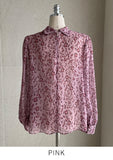 Ser Leopard Chiffon Shirring Blouse